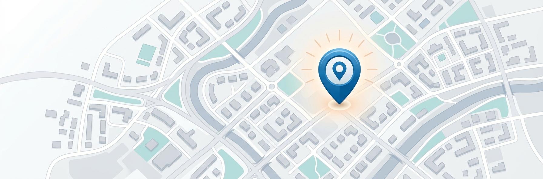 Stylized map showing local business visibility